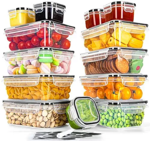 Produktbild: GoMaihe Frischhaltedosen mit Deckel 13er-Set Luftdichte Plastik Vorratsdosen Set Aufbewahrungsbox Küche Klein Gefrierdosen, Mikrowellen Spülmaschinen und Gefriergeeignet, BPA-frei