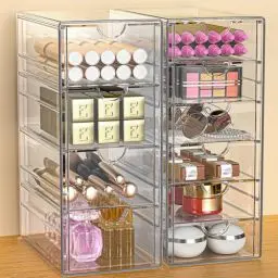 Produktbild: GoMaihe Kosmetik Organizer mit 10-Schubladen: 2PCS Acryl Schubladenbox | Durchsichtig Schminktisch Organizer für Badezimmer Schlafzimmer Ankleidezimmer