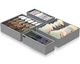 Produktbild: GoMaihe Schubladen Ordnungssystem | 4 SET Schrank Organizer | Faltbare Drawer, Aufbewahrungsbox Zur Aufbewahrung von BH, Socken, Höschen, Unterwäsche, Krawatten. Kommoden