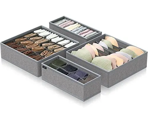 Produktbild: GoMaihe Schubladen Ordnungssystem | 4 SET Schrank Organizer | Faltbare Drawer, Aufbewahrungsbox Zur Aufbewahrung von BH, Socken, Höschen, Unterwäsche, Krawatten. Kommoden