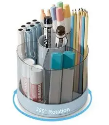 Produktbild: GoMaihe Stiftehalter Schreibtisch Organizer Drehbar - 360-Grad Drehbarer Stifthalter Kinder mit 6 Abnehmbar Fächer - Stifte & Make-up Organizer für Schule Büro Zuhause(Blau)