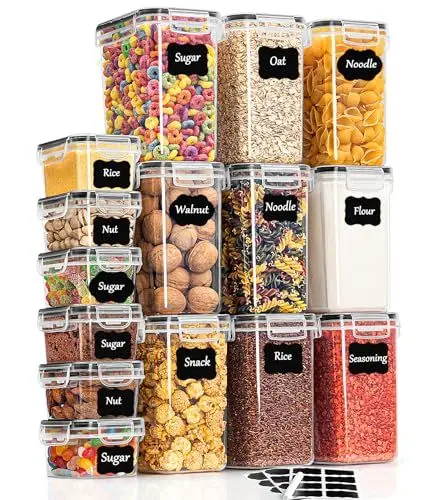 Produktbild: GoMaihe Vorratsdosen mit Deckel Luftdicht Aufbewahrungsbox: 15er Aufbewahrungsbox Küche Set für Mehl Müsli zucker