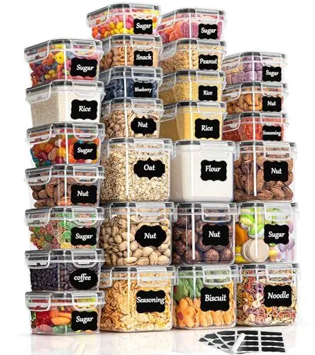 Produktbild: GoMaihe Vorratsdosen mit Deckel Luftdicht Aufbewahrungsbox: 27er Aufbewahrungsbox Küche Set für Mehl Müsli zucker