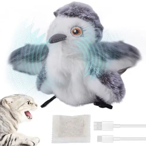 Produktbild: GOMETY Interaktives Katzenspielzeug: Elektrisch Vogel Spielzeug, USB Wiederaufladbar, Automatisch Bewegungssensor, Für Katzen (Plüsch)
