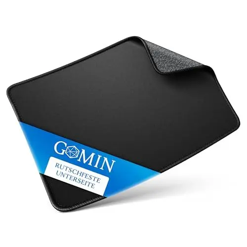 Produktbild: Gomin Mauspad – 320x220mm Gaming Mousepad Mittelgroß – Ohne störendes Logo und Vernähte Kanten – rutschfest und Wasserdicht – Verbessert Geschwindigkeit und Präzision für PC, Büro, Laptop – Schwarz