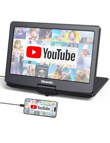 Produktbild: GOnavidio 17,9'' Tragbarer DVD Player mit 15,6 Zoll Bildschirm, 6 Stunden wiederaufladbarer Akku, Kinder TV unterstützt HDMI-Eingang, letzter Speicher, Regionsfrei, USB/TF-Karte (Klavierschwarz)