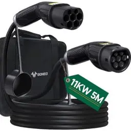 Produktbild: GONEO Typ 2 Ladekabel 11kW 5M 16A Ladekabel Elektroauto Typ 2 3 Phasig für E Auto EV/PHEV Typ 2 auf Typ 2 Mode 3 Ladekabel mit Tasche Geeignet für Model S/3/X/Y e-Golf ID.3 i3/i8