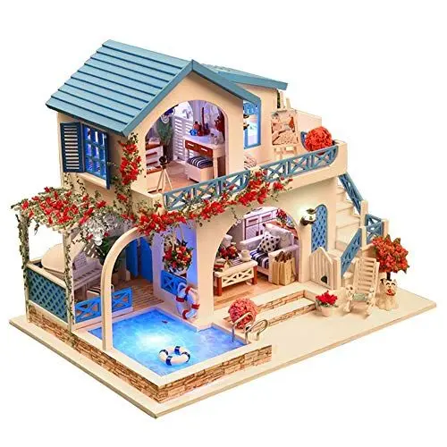Produktbild: Gonetre DIY-Puppenhaus aus Holz Kinder Dollhouse, Wichtel Haus Miniatur Haus Handgefertigtes Haus für und Mädchen über 3 Jahre alt, Zwergenhaus Puppenhaus Zubehör