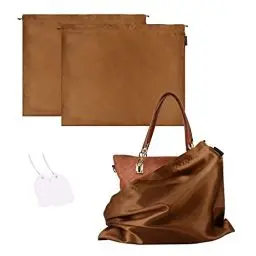 Produktbild: GONGKANGYUAN 2 Stück Schuhtasche Kordelzugbeutel Aufbewahrungsbeutel Aufbewahrungstasche aus Seide für Handtaschen-Organizer Geldbörse Taschenbücher Schuhe Stiefel (Braun, 40×50 cm)