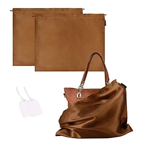 Produktbild: GONGKANGYUAN 2 Stück Schuhtasche Kordelzugbeutel Aufbewahrungsbeutel Aufbewahrungstasche aus Seide für Handtaschen-Organizer Geldbörse Taschenbücher Schuhe Stiefel (Braun, 40×50 cm)