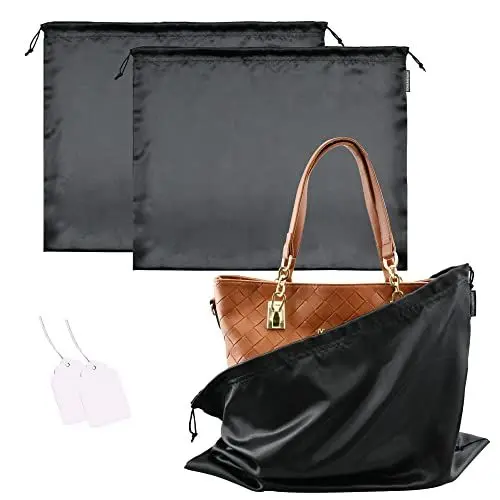 Produktbild: GONGKANGYUAN 2 Stück Schuhtasche Kordelzugbeutel Aufbewahrungsbeutel Aufbewahrungstasche aus Seide für Handtaschen-Organizer Geldbörse Taschenbücher Schuhe Stiefel (Schwarz, 40×50 cm)