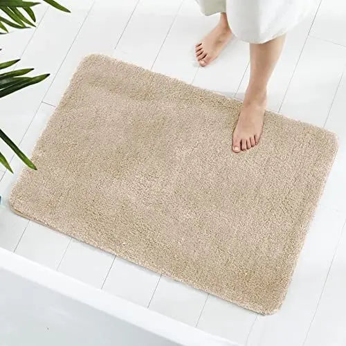 Produktbild: GONICVIN Teppich, 60 x 90 cm Flauschige Mikrofaser Waschbarer Badteppich Badematte, rutschfest Badezimmerteppich für Badezimmer, Wohnzimmer (Beige)