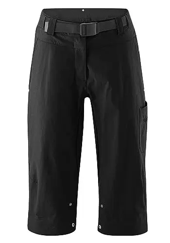 Produktbild: Gonso Ruth 3/4, Damen Fahrradhose 3/4, 2in1 Bikeshorts, Einknöpfbare Radunterhose mit Relax Gel Comfort Sitzpolster, Wasser- und fleckabweisend, Weite Passform, PFC-Frei Schwarz,Gr.42