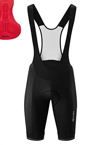 Produktbild: Gonso Sitivo Bib, Kurze Herren Träger-Radhose, Mit Sitivo Red Comfort Sitzpolster, Hohe Bewegungselastizität und Antirutsch-Silikon-Beingummi, Enganliegende Passform, Schwarz/Rot, Gr. M