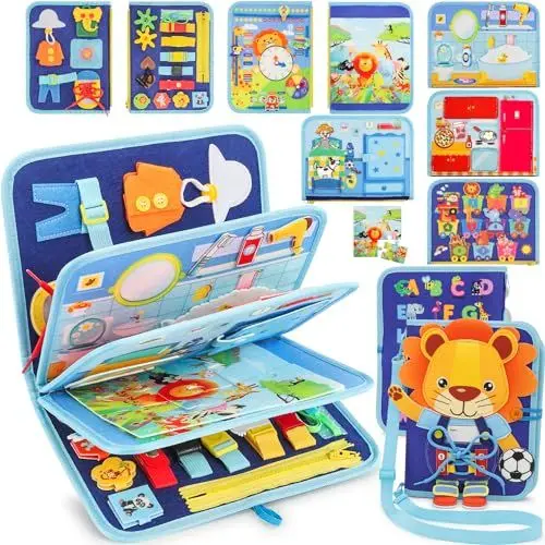 Produktbild: Gontence Busy Board - Spielzeug ab 2 3 4 Jahre - Montessori Spielzeug ab 1 Jahr - Kinderspielzeug Motorikspielzeug Activity Board - Geschenk Junge