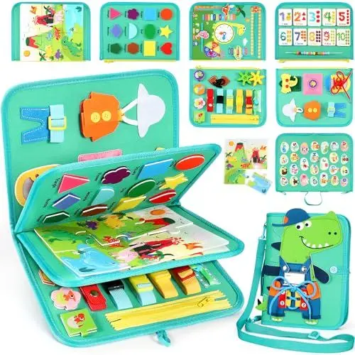 Produktbild: Gontence Busy Board - Spielzeug ab 2 3 4 Jahre - Montessori Spielzeug ab 1 Jahr - Kinderspielzeug Motorikspielzeug - Kleinkinder Lernspielzeug Activity Board - Geschenk Junge Mädchen