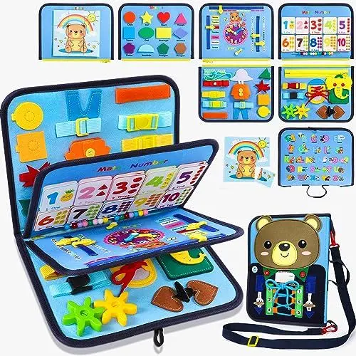Produktbild: Gontence Busy Board - Spielzeug 2 3 4 Jahre - Montessori Spielzeug ab 1 Jahr - Kinderspielzeug Motorikspielzeug Lernspielzeug Activity Board Geschenk