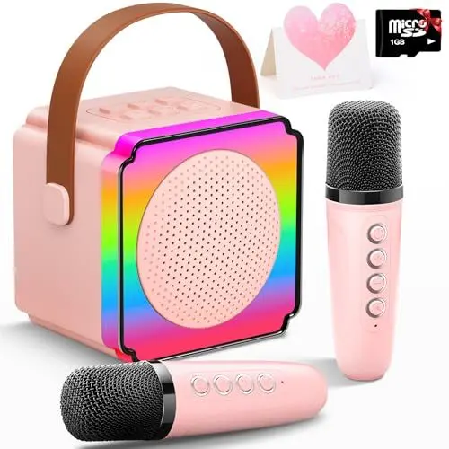 Produktbild: Gontence Karaoke Maschine mit 2 Mikrofonen, Geschenk Spielzeug für 3-12 Jahre Mädchen Jungen, Karaoke Maschine mit Mikrofon Geburtstagsgeschenk für Kinder ab 3 Jahre ostergeschenke Kinder