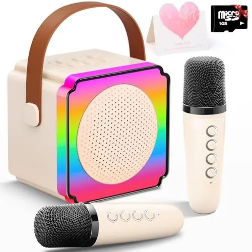 Produktbild: Gontence Karaoke Maschine mit 2 Mikrofonen, Geburtstag Geschenk für Kinder ab 3 Jahre, Karaoke Maschine Kinder mit Mikrofon, Geschenk Spielzeug für 3-15 Jahre Mädchen Jungen