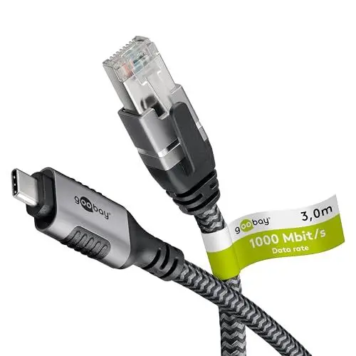 Produktbild: goobay LAN-Adapter Ethernet-Kabel USB-C 3.2 Gen2 Stecker > RJ-45 Stecker