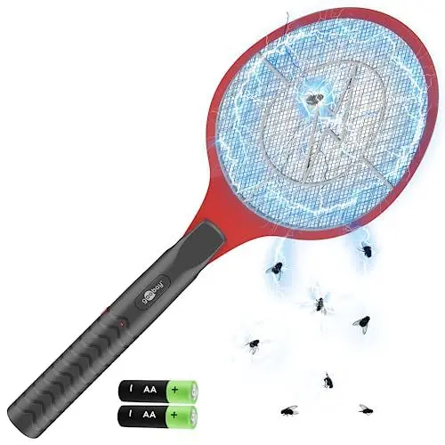 Produktbild: Goobay 40970 Elektrische Fliegenklatsche 1000V / Tennisschläger für Mücken Wespen Insekten/Fliegenfänger elektrisch Mückenklatsche Batterie/Insektenvernichter elektrisch