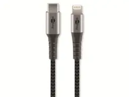 Produktbild: Goobay 49272 Lightning auf USB C Schnellladekabel / MFi Apple Ladekabel Lightning Kabel / 480 Mbits iPhone Kabel / Extrem robustes Textilkabel / Ladekabel iPhone Apple iPad / Grau / 2m