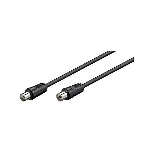 Produktbild: Goobay 50912 Antennenkabel, Vernickelte Koax-Stecker auf Koax-Buchse, Koaxialkabel geeignet für TV, HDTV, Radio, DVB-T2, DVB-S, DVB-S2, DVB-C, L, 2-fach geschirmt, 70 dB, 75 Ohm, 15m, schwarz