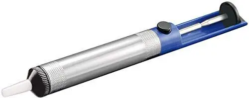 Produktbild: Goobay 51200 Entlötpumpe zum Entlöten & Lötabsaugung, antistatische Lötpumpe, Entlötsaugpumpe als Lötzinn Entferner, Lötsaugpumpe mit Teflonspitze und Leichtmetallgehäuse
