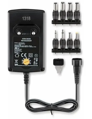 Produktbild: Goobay 53998 Universal Netzteil 3V - 12V max. 27 W Netzgerät mit Adapter 2x Klinkenstecker & 4x DC-Stecker, 600 mA Steckernetzteil, Schwarz