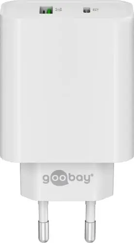 Produktbild: Goobay 61756 Dual Port USB C Ladegerät 45W Schnellladegerät PD Universal USB Netzteil Adapter Ladestecker Fast Charger Samsung S22 iPhone 14 Weiß