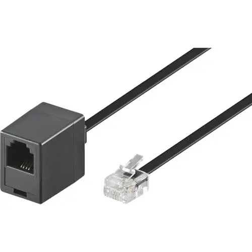 Produktbild: Goobay 68258 Modularanschlusskabel 15 Meter, Schwarz , RJ11/RJ14-Stecker (6P4C) auf RJ11-Buchse (6P4C)