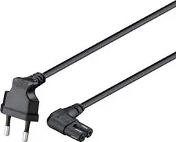 Produktbild: Goobay 73021 SONOS Euro Netzkabel 2 polig / C7 Buchse Typ C Eurostecker 90° Winkelstecker 230V / Eurokabel SONOS Play 1 & 5 Lautsprecher Schwarz 5m