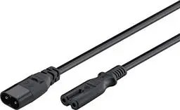 Produktbild: Goobay 97201 Verlängerungskabel C7/C8, 2 m, Schwarz, Gerätestecker C8 > Gerätebuchse C7