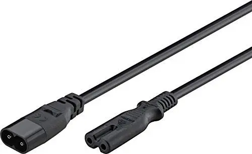 Produktbild: Goobay 97201 Verlängerungskabel C7/C8, 2 m, Schwarz, Gerätestecker C8 > Gerätebuchse C7