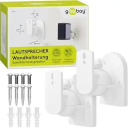 Produktbild: Goobay Wandlautsprecherhalterung – Universalhalterung für Lautsprecher (3,5 kg) – 20° Neigungs- & 70° Schwenkverstellung – sichere und einfache Installation – werkzeuglose Ausrichtung – Weiß 49394