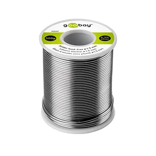 Produktbild: goobay 40849 Lötzinn bleifrei ø 1,5mm Lötdraht mit Flussmittel, 0.3 % Silber & 0.7 % Kupfer, 217 °C Schmelzpunkt, Löt Zinn bleifreies Löten, 500g
