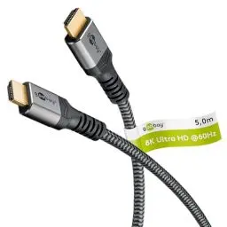 Produktbild: goobay HDMI 2.1-Kabel – Ultra High Speed ​​mit Ethernet – UHD-Auflösung 8k, 4k, 120 Hz und 60 Hz – vergoldeter Stecker – verhindert Korrosion – für Gaming oder Video-Streaming – Grau 65263(5 Meter)