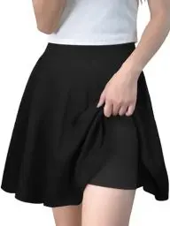 Produktbild: GOOBGS Women's Casual Versatile Mini Skater Stretchy Skirt with Shorts Black Large
