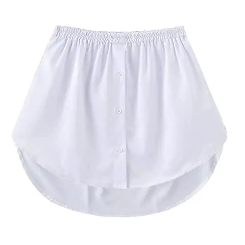 Produktbild: GOOBGS Women's Mini Underskirt Shirt Extensions Lower Skirt Sweep Shirt Extension Skirt with Buttons White 3XLarge