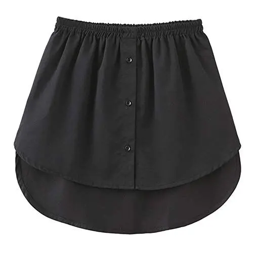 Produktbild: GOOBGS Women's Mini Underskirt Shirt Extensions Lower Skirt Sweep Shirt Extension Skirt with Buttons Black Medium