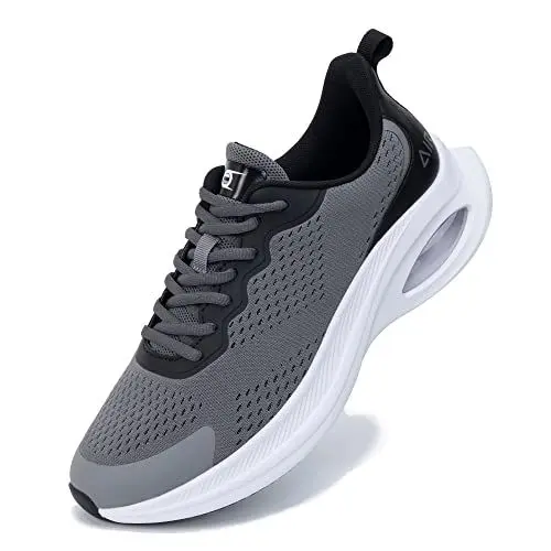 Produktbild: GOOBON Laufschuhe Herren Sportschuhe mit Luftpolster Leichtweight Atmungsaktiv Tennis Athletisch Sneakers fur Running Walking Jogging - Dunkel Grau - Size 44 EU