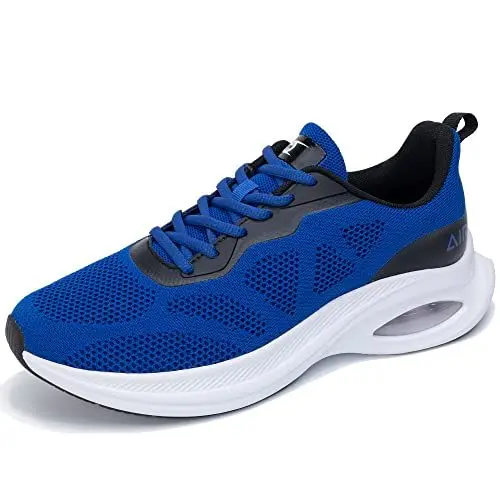 Produktbild: GOOBON Laufschuhe Herren Sportschuhe mit Luftpolster Turnschuhe Leichtgweichts Atmungsaktiv rutschfest Fitness Walking Jogging Tennis Sneakers - Dunkel Blau - 42 EU