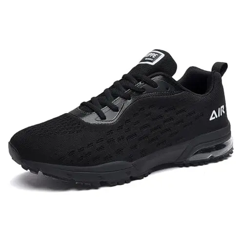 Produktbild: GOOBON Sportschuhe Herren Air Schuhe Laufschuhe Running Walking Sneakers Leichte Dämpfung Turnschuhe Schwarz 43 EU