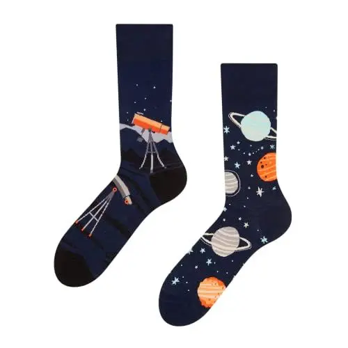 Produktbild: Dedoles Socken Unisex Damen Herren & Kinder Baumwolle viele lustige Designs 1 Paar Geschenk links rechts verschieden, Farbe Schwarz, Motiv Kosmos, Gr. 39-42