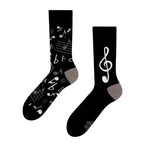 Produktbild: Dedoles Socken Unisex Damen Herren & Kinder Baumwolle viele lustige Designs 1 Paar Geschenk links rechts verschieden, Farbe Schwarz, Motiv Musik, Gr. 39-42