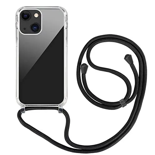 Produktbild: GoodcAcy Handykette Hülle mit Band Für iPhone 13 Mini, Necklace Transparent Handyhülle Case mit Schnur Abnehmbar,Schutzhülle zum Umhängen Kordel, Schwarz