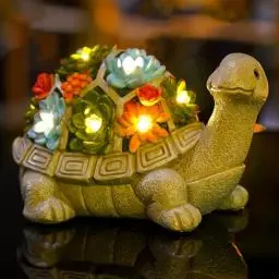 Produktbild: Goodeco Solar Schildkröten Statue Garten Dekorationen,Gartenschildkröte Figur Dekor mit Sukkulente und 7 LED Leuchten Dekor für Terrasse,Balkon,Rasen - Einzigartige Einweihungs Geschenke