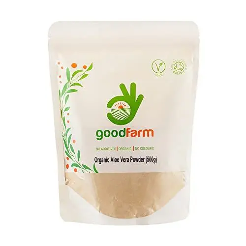 Produktbild: GoodFarm Bio Aloe Vera Pulver 500g - Premium Qualität, Zertifiziert Bio | Hervorragend für die Hautpflege geeignet | Vegan | Ayurveda