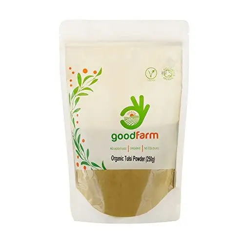 Produktbild: goodFarm Bio Tulsi Pulver 250g (Ocimum tenuiflorum, Holy Basil) - Zertifiziertes Bio, Ayurveda, Vegan, Natürliche Immunität, Adaptogen