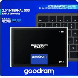 Produktbild: goodram SSD 1TB CX400 Gen.2 1024GB Solid State Drive SSD mit SATA III Interface 3D TLC NAND Flash Speicherchips 2,5 Zoll zur Beschleunigung Ihres PCs bis zu 10 Mal Schwarz 1024 GB 1 TB